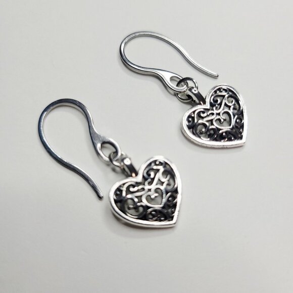 NWT (10 Available) Stainless Steel French Hook Filigree Heart Charm Earrings - Picture 3 of 3